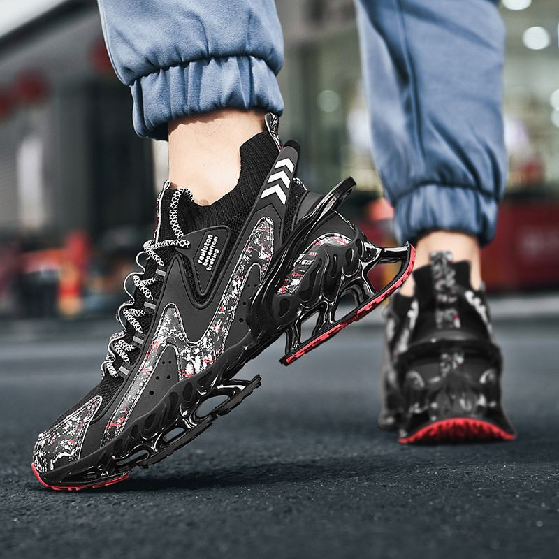 2304-New Explosive Autumn Sports, Multi-functional Shock-absorbing Running Shoes, Breathable and Non-slip in Summer, Plus-Size Blade Outsole High-Top 