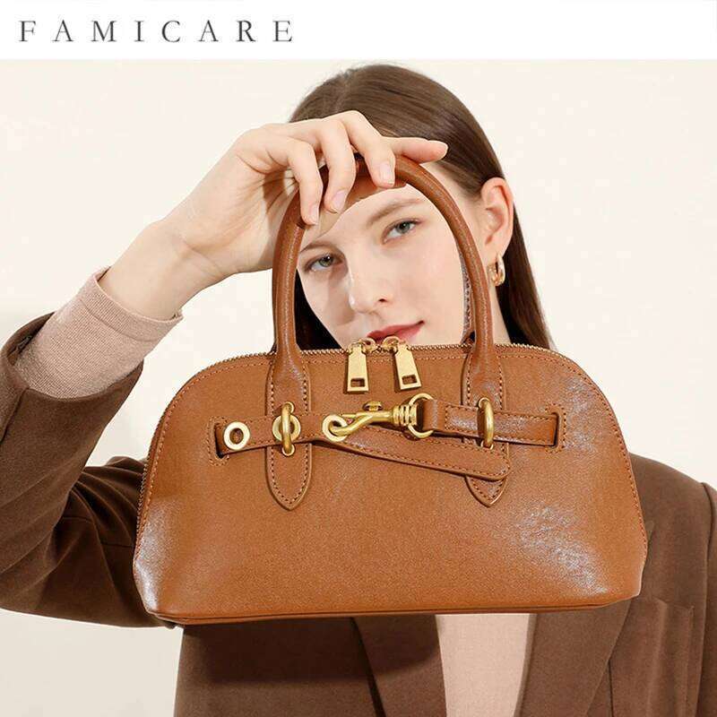 Luxurious Design Bags 2025 New Women's Retro High-end Genuine Leather Shell Bag European American Fashion Vegetable Ladies Commuting Crossbody Ha