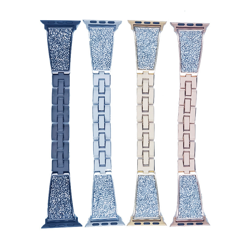 Luxury High-End Rhinestone Stainless Steel Apple Watch Band - Fashion Bling Metal Strap for Apple Watch Series 8 & Compatible Models