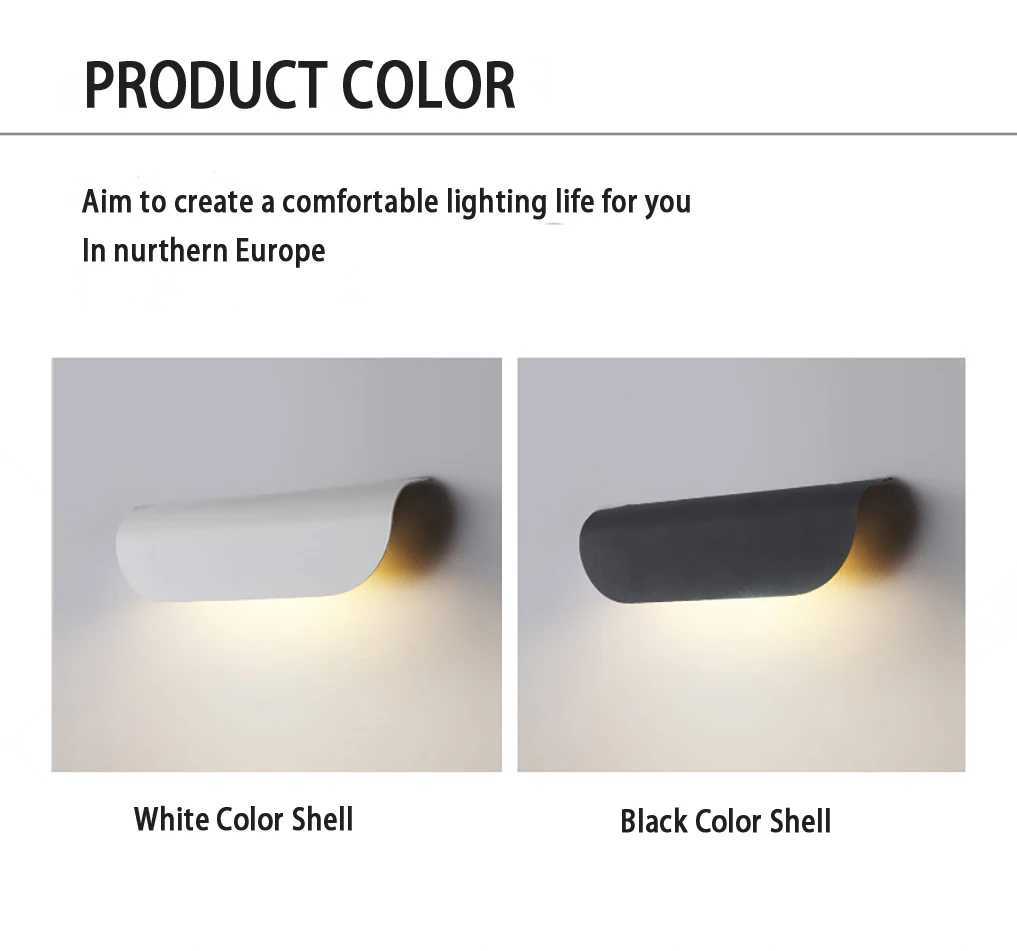 AC85-265V 9W LED Wall Lamp Indoor Outdoor IP65 Waterproof Modern Minimalist Style Black/White Shell Aluminum Porch Garden LightsXJ250624