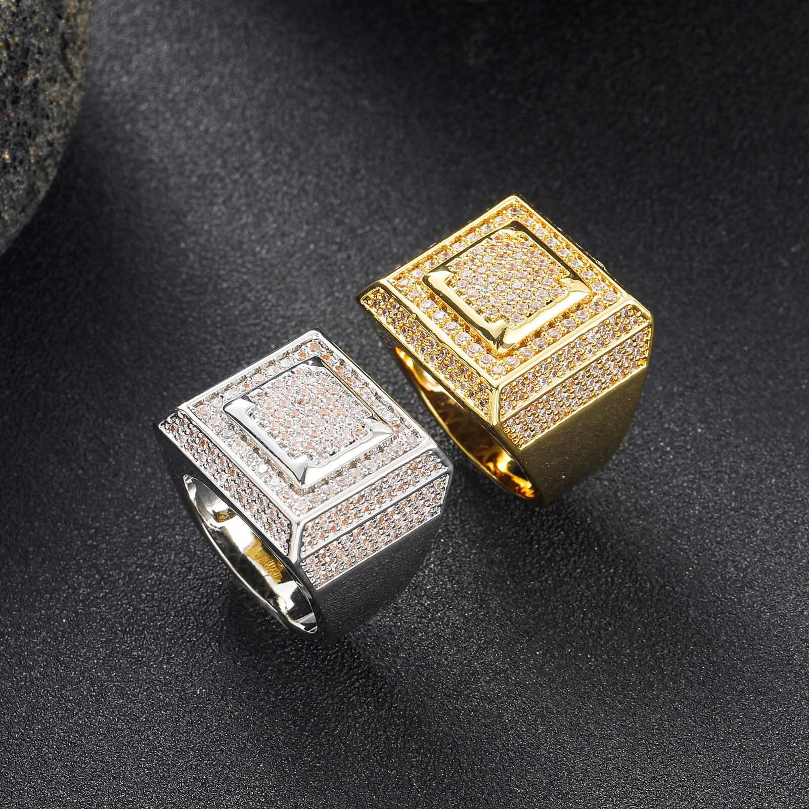 New Arrival Moissanite Jewelry Bling Bling Ring Iced Out Hiphop Square Ring Unique Trendy Men's Accessory Passes the Diamond Tester