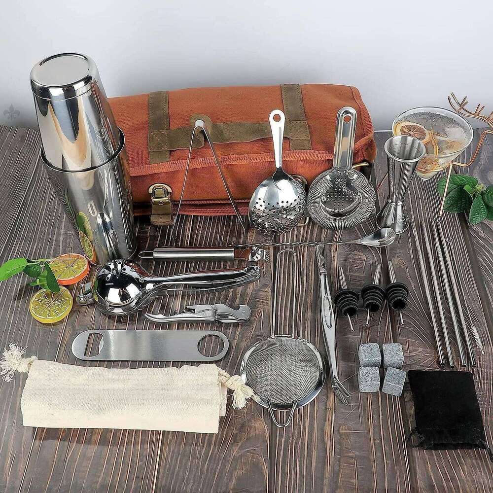 Hot Selling Bartender Portable Multifunctional Kit Canvas Tool Professional Mixer Bag Tail Shaker Wine Set With Buckle Designer Bags