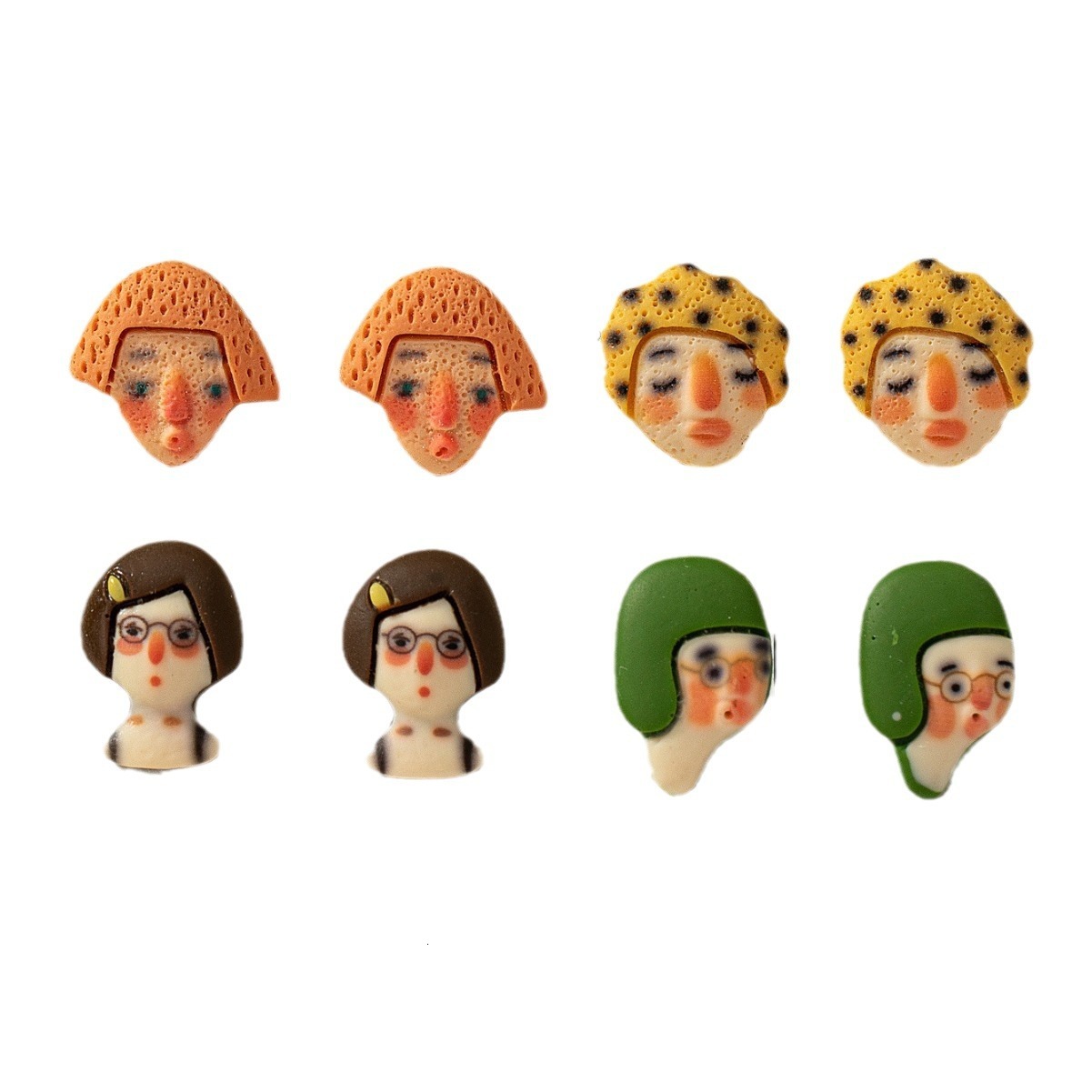 1 Set 4 Pairs of Earrings Cartoon Little People Quirky Style Fashion Exquisite Cute Daily Commuting Versatile