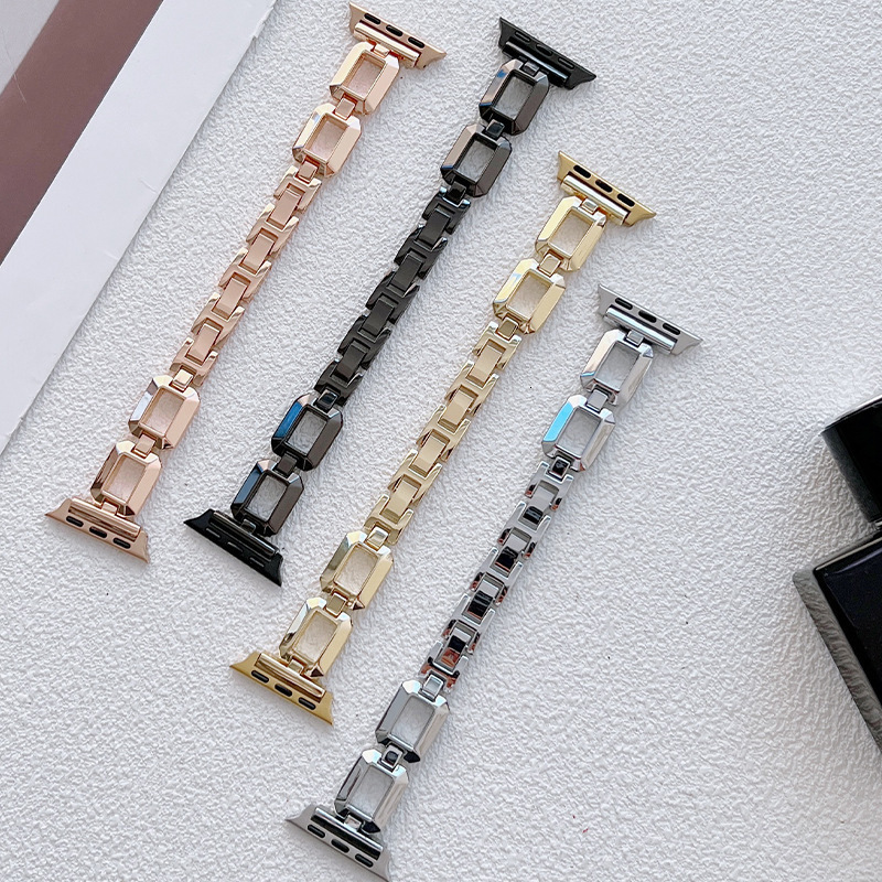 Luxury Fashion Chic Style Square Perfume Bottle Metal Watch Strap for Apple iWatch
