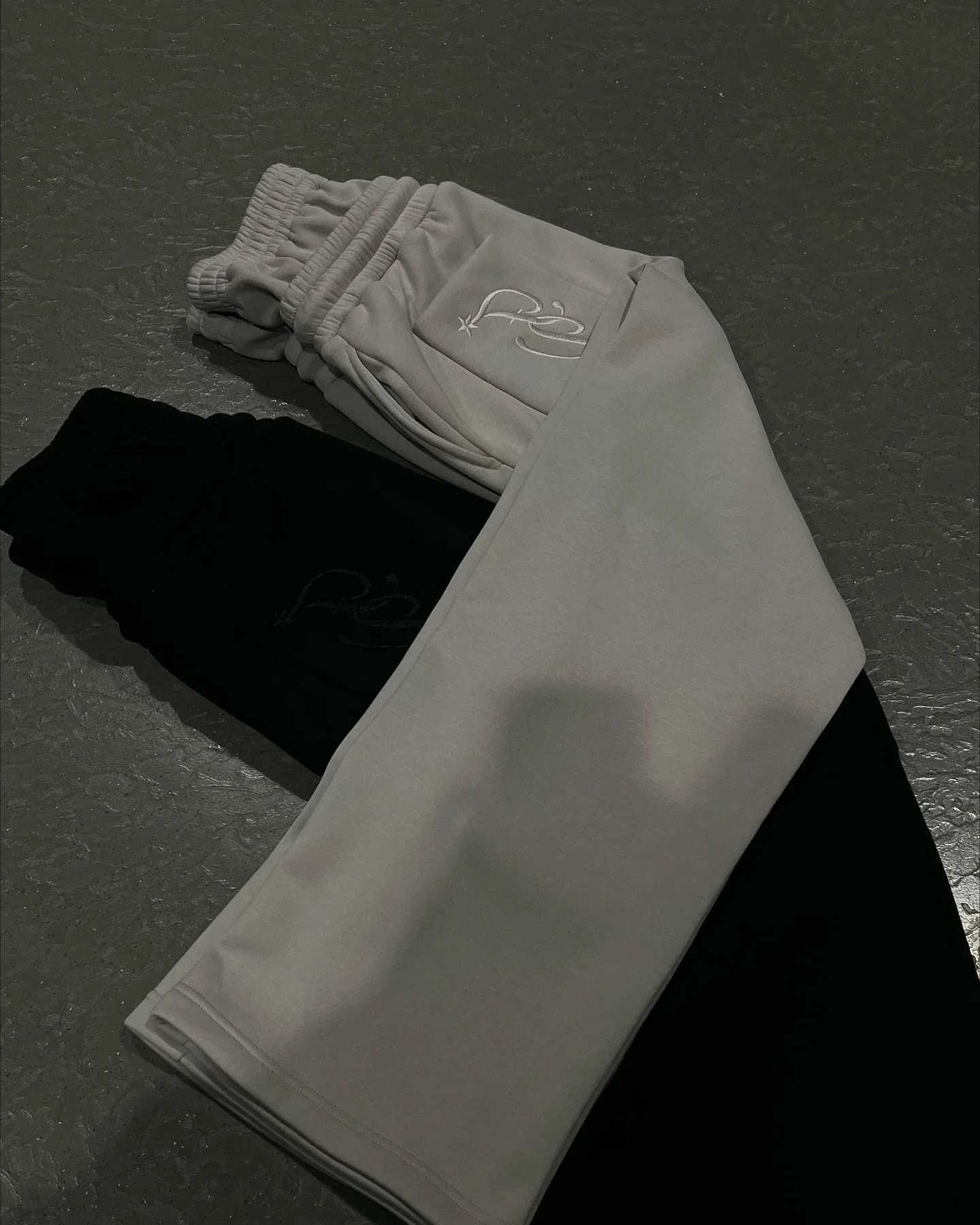 American Retro Double Layer Sweatpants Y2K Pants Mens Womens Solid Color Letter Graphic Embroidered Casual Baggy Sweatpants X250625