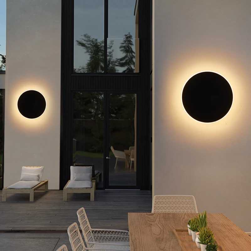 LED Lighting Modern Simple Circular Wall Light With Touch Sensor Outdoor Waterproof IP65 Bedroom Porch Entrance Stairs 85-265V XJ250624