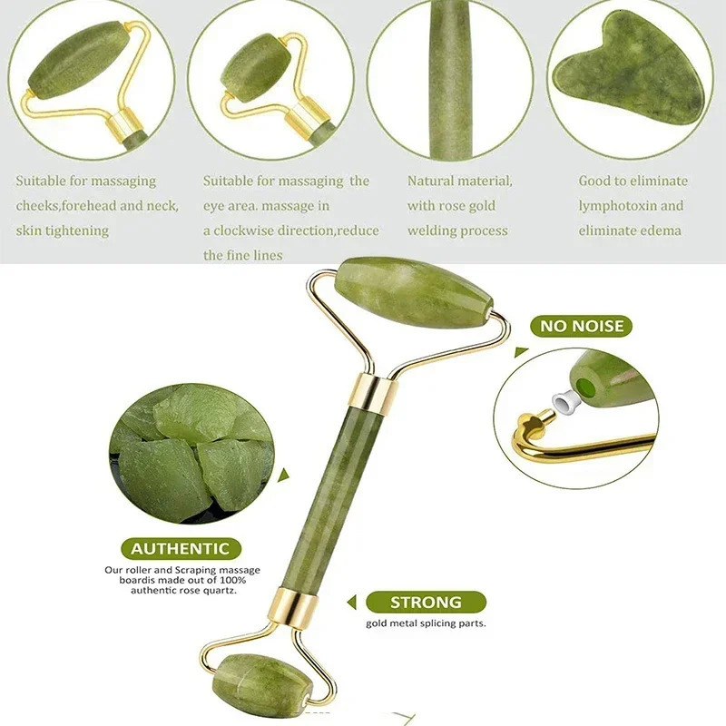 Guasha Natural Stone Massage Face Jade Roller Gua Sha Massage Tool Set for SPA Body visage rouleau de massage rouleau visage 250619