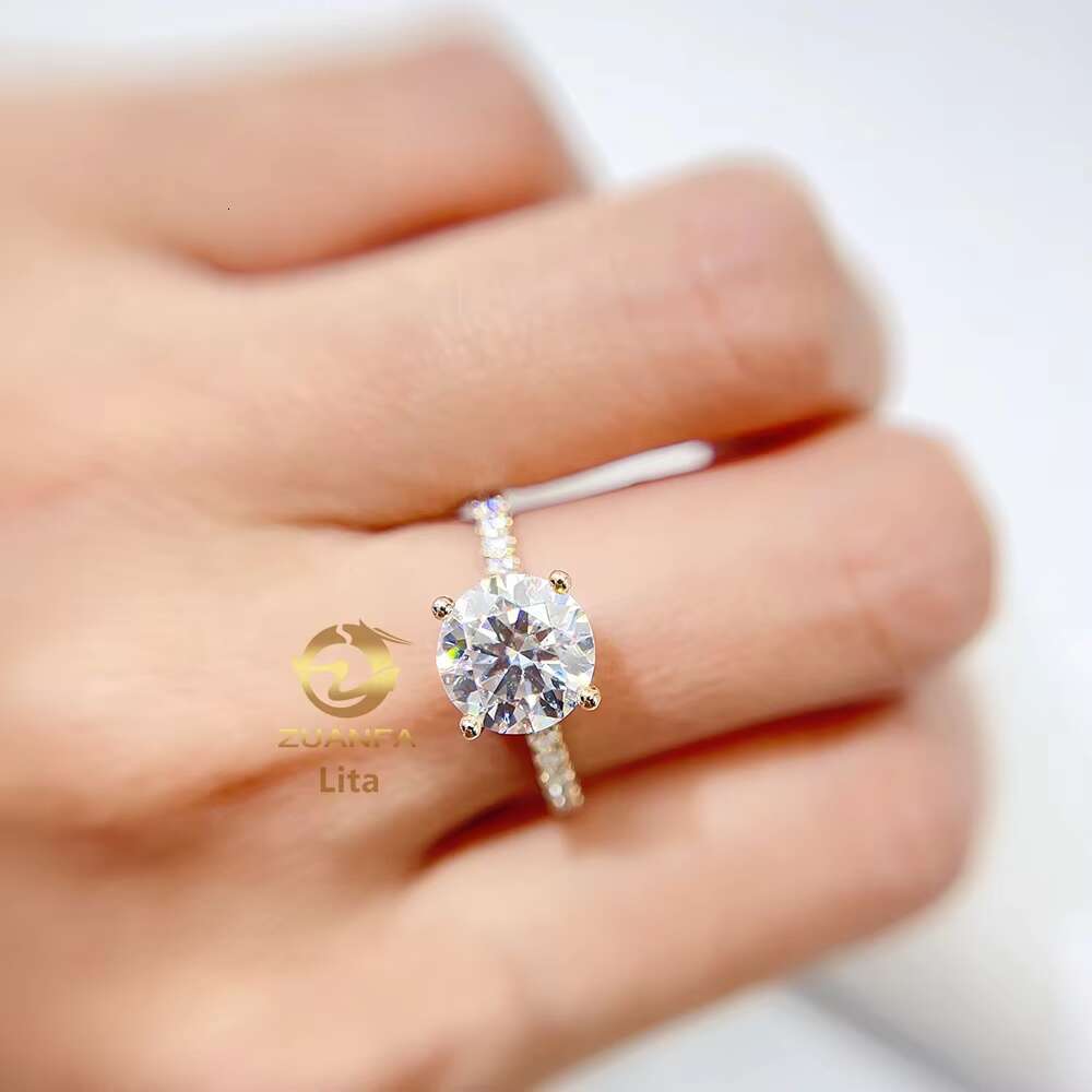 Luxury Unique Basket Set GRA Certificated Vvs 8.0mm Moissanite 14k Gold Woman Engagement Rings