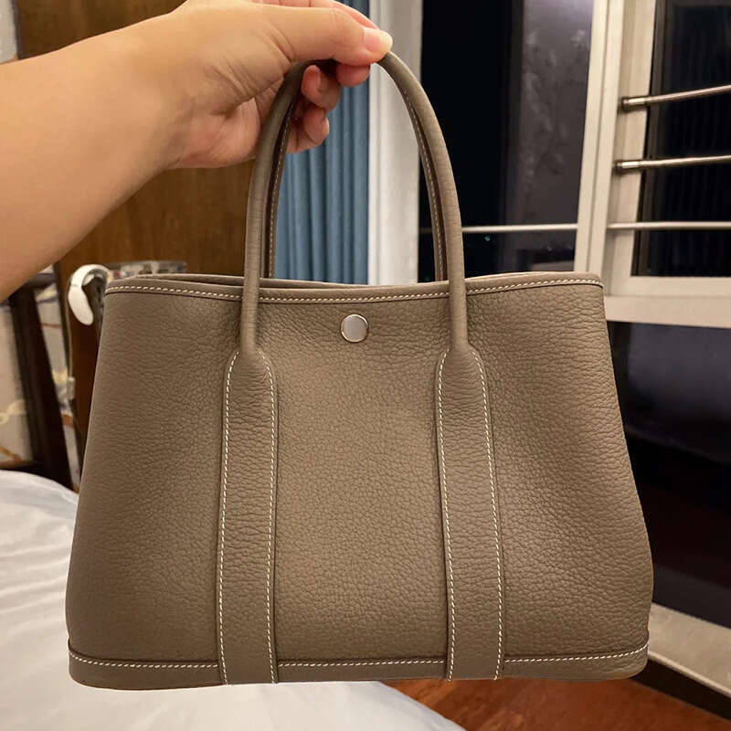 2025 New TOGO Cowhide Women's Single Shoulder Tote Versatile Garden Handbag Large Shopping Bucket Bag
