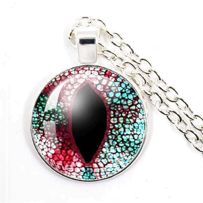 Lovely Fashion Colored Evil Eye Necklace Beautiful Animal Dragon Cats Eye Heart 25mm Glass Cabochon Pendant Gift For Fridends M250625