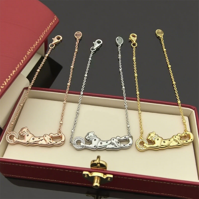 Luxury brand love bracelet classic crystal drip oil leopard chain bracelet couple charm stainless steel designer jewelry for women