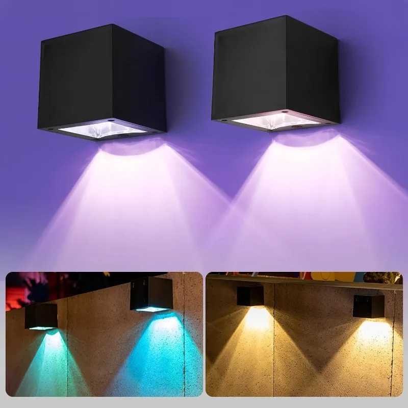 1/2PCS Solar Wall Light Outdoor Fence Light with Warm White and Colorful Light for Wall Porch Garden Terrace Fence Decoration XJ250624