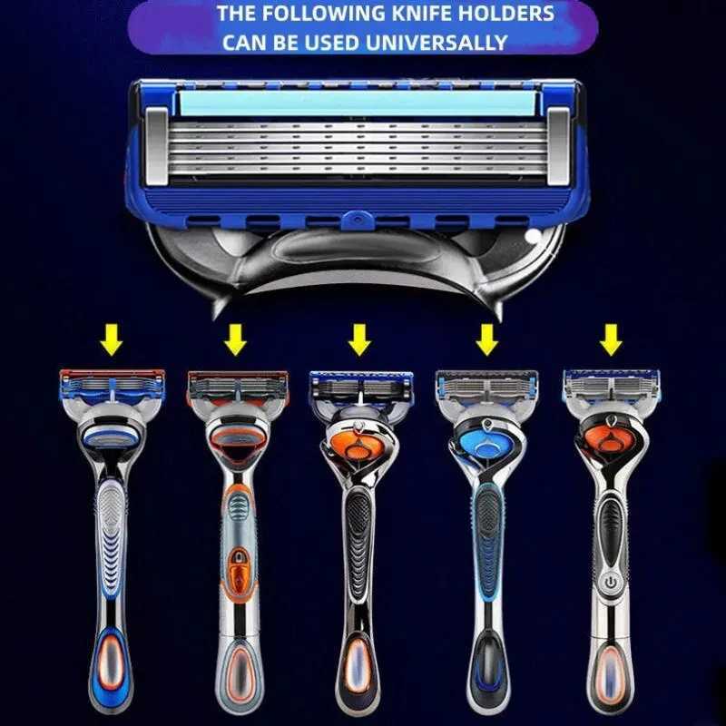 8 PCS Manual Razor For Men Five Layers Blade Without Knife Holder Stainless Steel Razor Blades No Skin Damage Old Style Shaver W250625