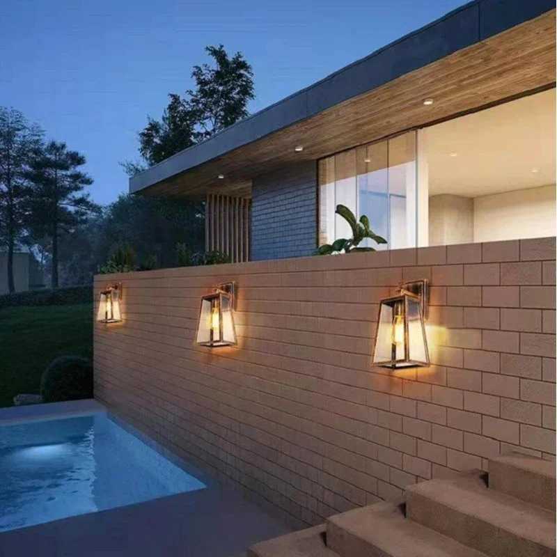 Retro Outdoor Waterproof Wall Lamps Iron Art Lampshade Sconce Acrylic Corridor Wall Light E27 Screw Outdoor Wall Light XJ250624