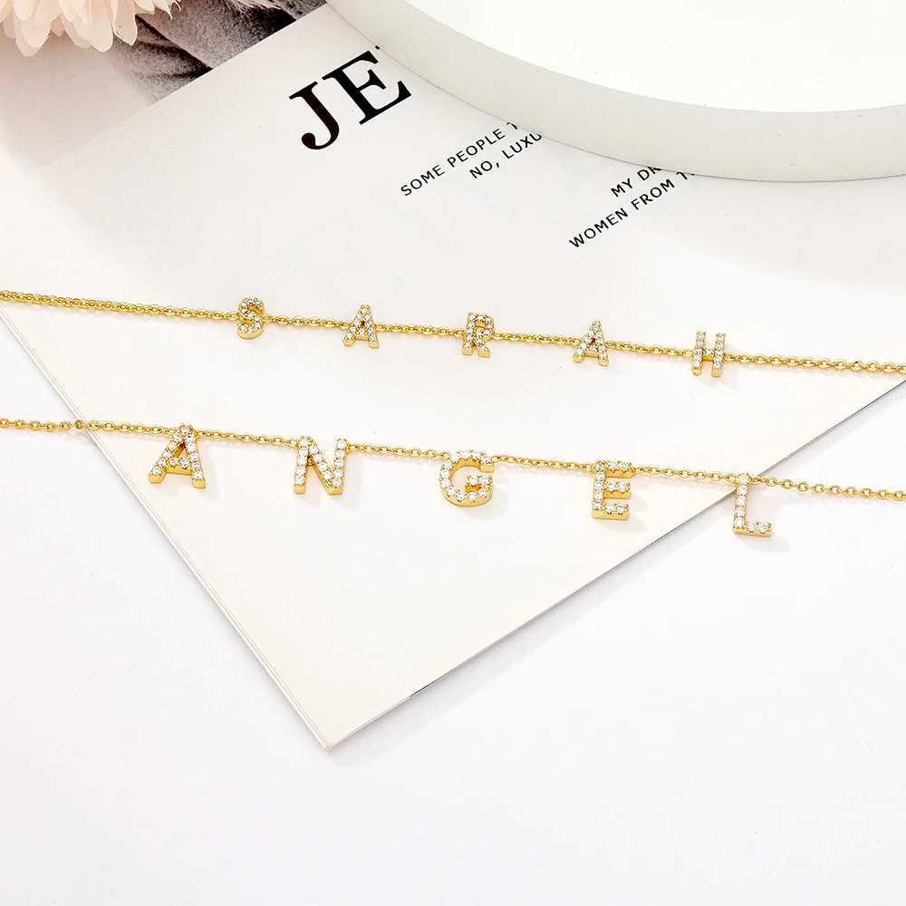 DODOAI Cust 6mm Zircon Letter Bracelet Personalized Crystal Shining DIY Name Jewelry A-Z 26 Gold Letter Pendant Bracelet Gift X250625