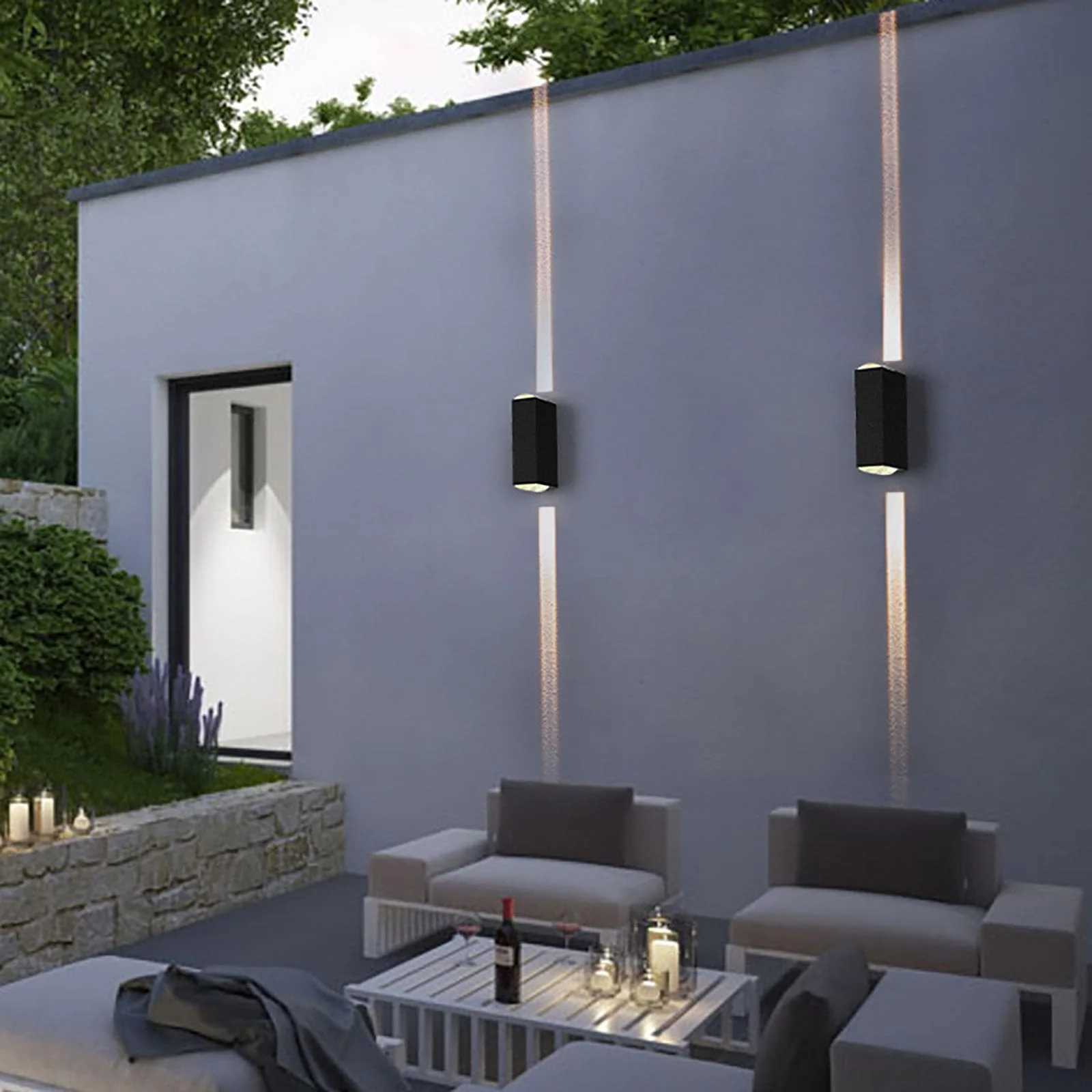 Outdoor Wall Lights LED Up Down Exterior Lighting IP65 Waterproof Outdoor Light Aluminum Modern Patio Wall Light Fixture Black XJ250624