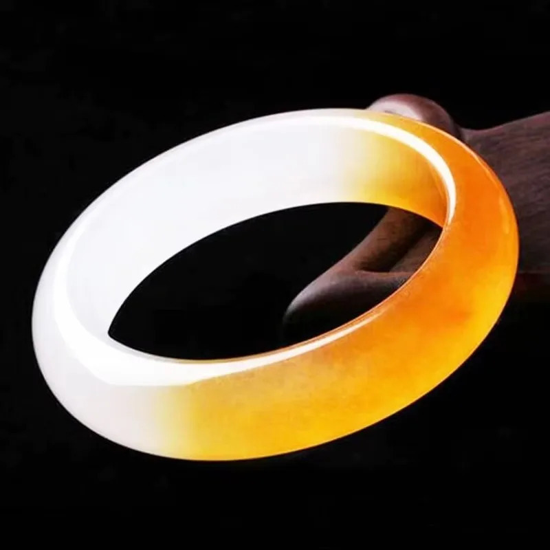 Natural Jade Bracelet Female Ice Floating Yellow Color Bangles for Women 250624