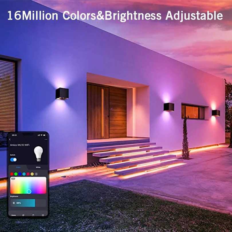 Tuya RCBCW Smart Outdoor Wall Light Dimmable Color Changing Porch Light Wall Compatible with Smart Life APP Alexa and Google XJ250624