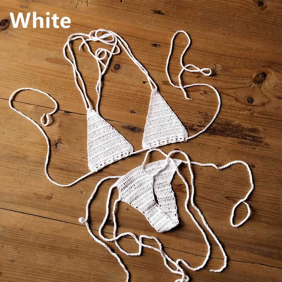 Hand Crochet Bikini Set WomenS Sexy Beach Swimwear Bohemian Swimsuit Cotton Swimming Equipment Sportswear AccessoriesXJ250624