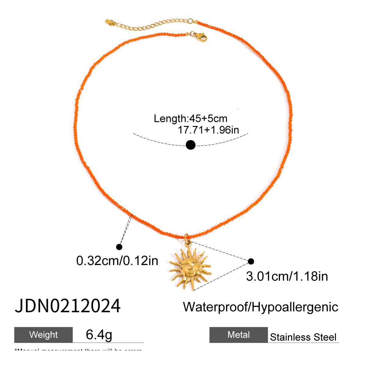 Jedding Stainless Vacation Style Beaded Necklace Titanium Steel Jewelry for Women High-end Non-fading Clavicle Chain