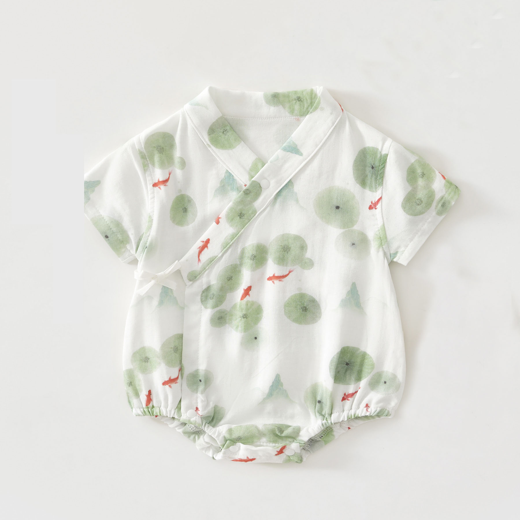 Customized Cotton Baby Swivel Bodysuit Ruffle Sleeve Girls Baby Bubble Bodysuit