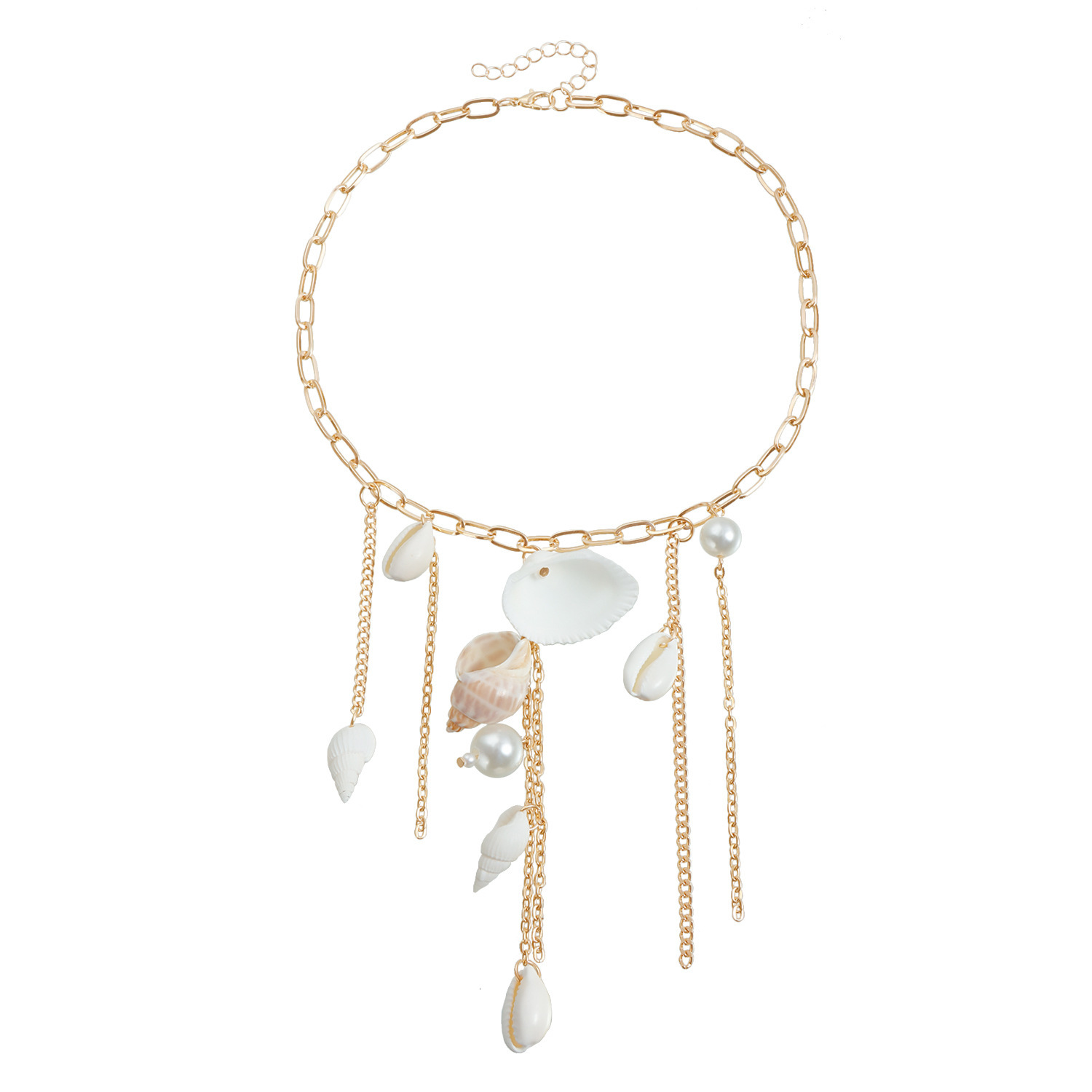 Jewelry INS Summer Beach Natural Conch Shell Tassel Choker Casual Vacation Style Necklace Jewelry for Women