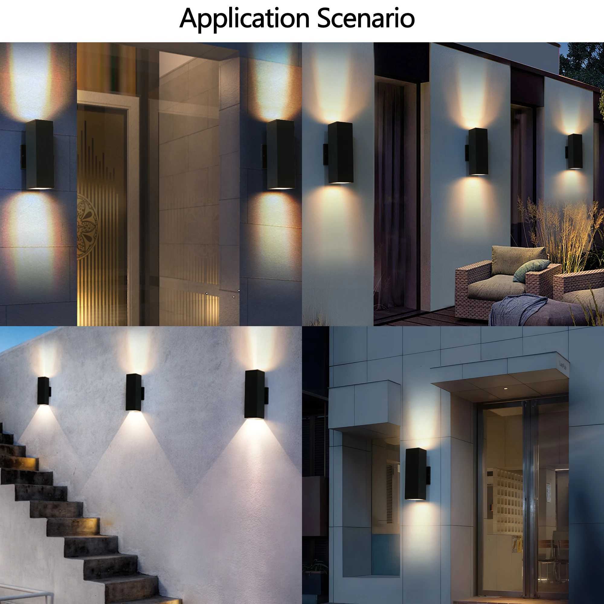 2-Pack Outdoor Wall Light IP65 Waterproof Up Down GU10 Bulb Wall Sconce Black Aluminum Exterior Light for Porch Patio Garage XJ250624