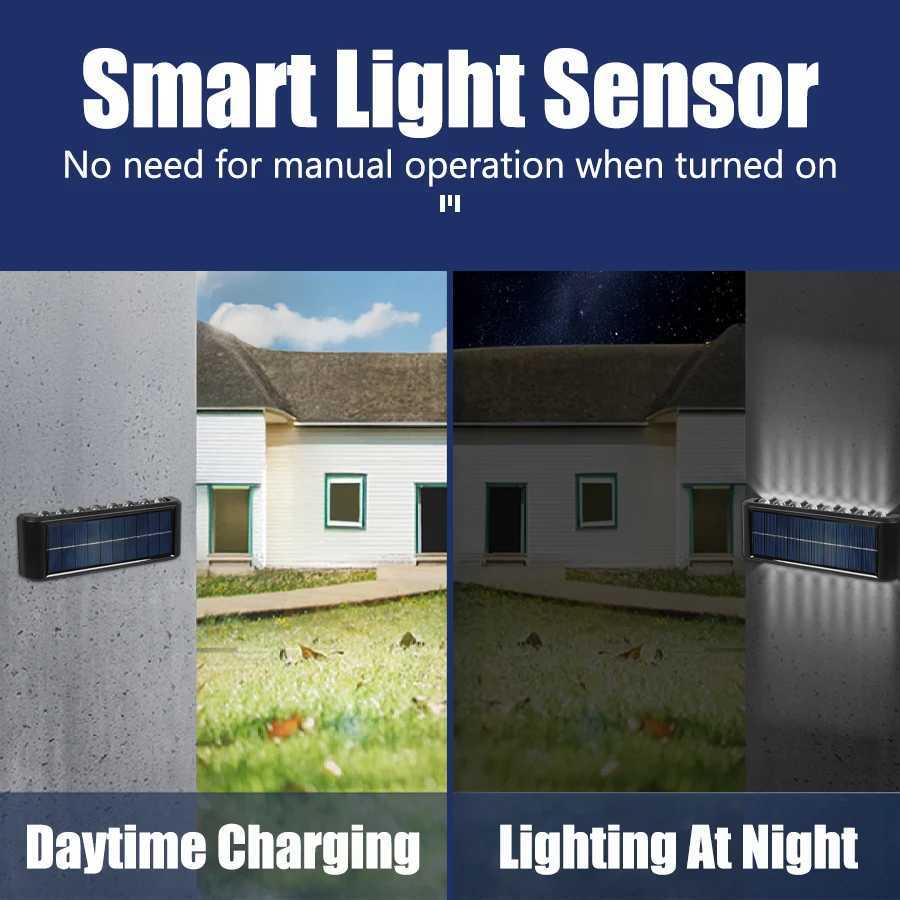 14/16LED Solar Wall Light Outdoor Waterproof Garden Light Up and Down Lighting for Courtyard Railing Decoration Atmosphere LightXJ250624