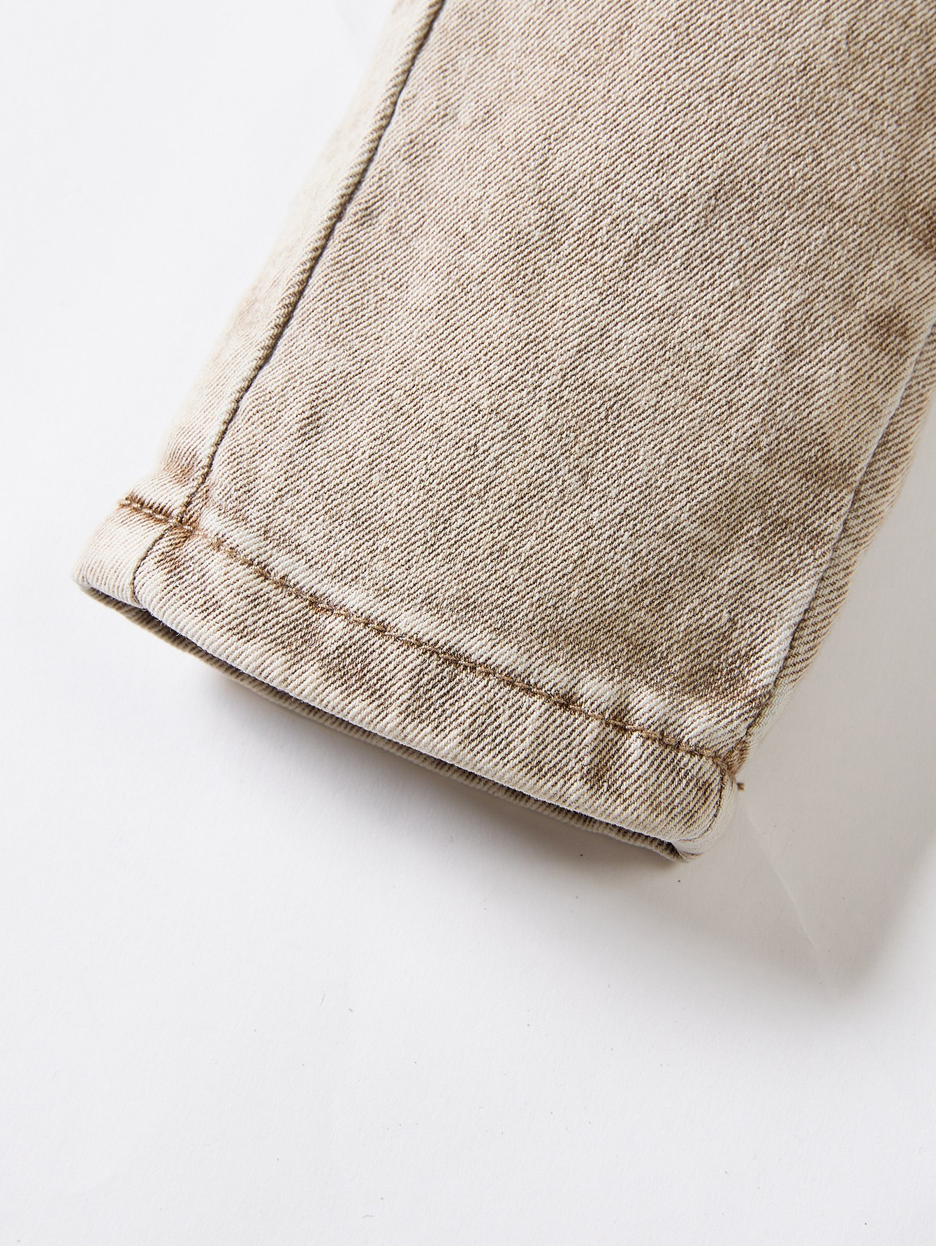 Trendy Light Beige Kids' Denim Long Trousers with Workwear Style