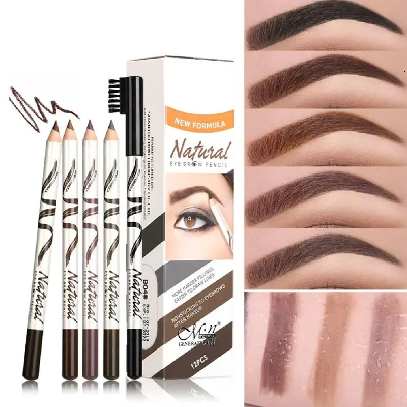 1PCS Hard core eyebrow pencil thin eyebrows with eyebrows 12 pieces five colors with distinct roots 250625