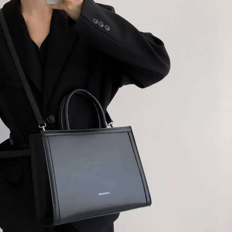 Female Square Flap Designer Purses And Handbag Women Black Leather Hand Ladies Messenger Shoulder Bag Top Handle Tote