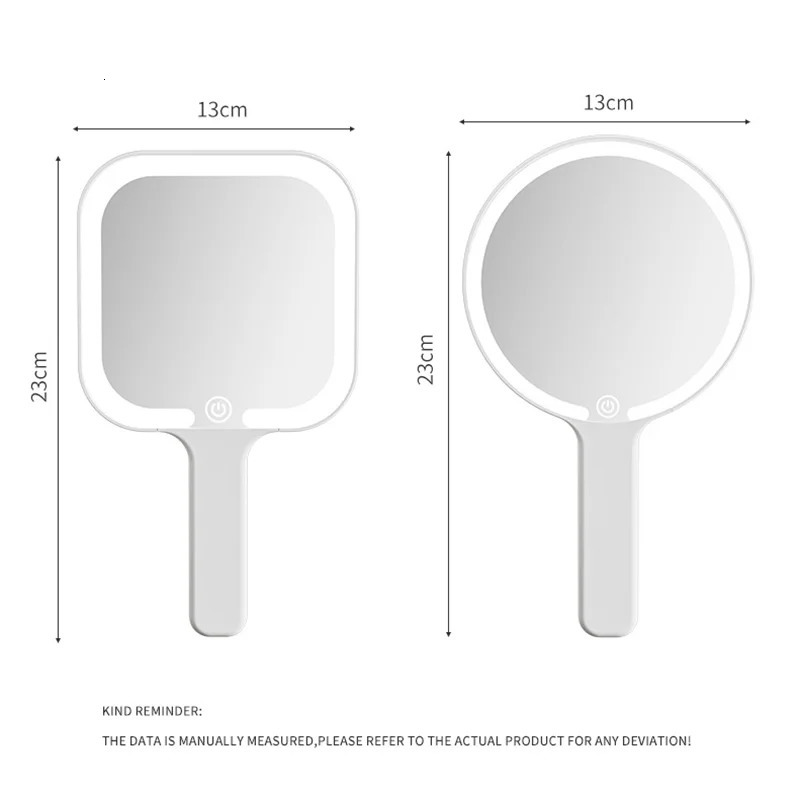 Intelligent Touch Control Three-colour LED Light Handheld Makeup Mirror Portable High Definition Cosmetic Mirror Type-c Charging 250625