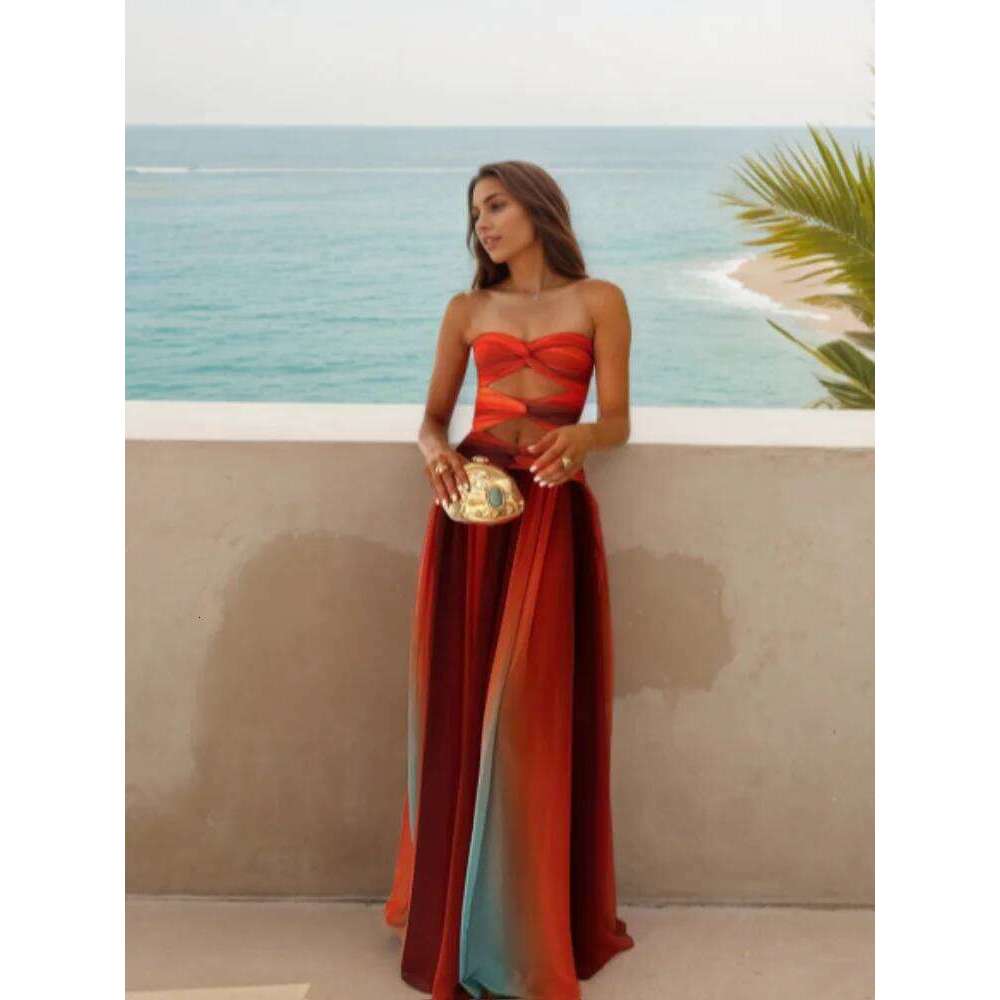 Sexy Hollow Out Maxi Vestido Women Chic Sleeveless Off Shoulder Backless High Waist Slim Dress Summer Beach Party Lady Wear 2025