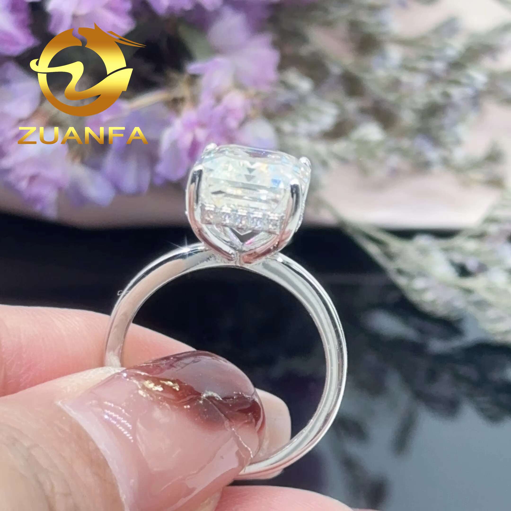 GRA Certified Emerald Cut 9*11mm 5ct D VVS Moissanite Wedding Ring 925 Sterling Silver Simple Solitaire Ring