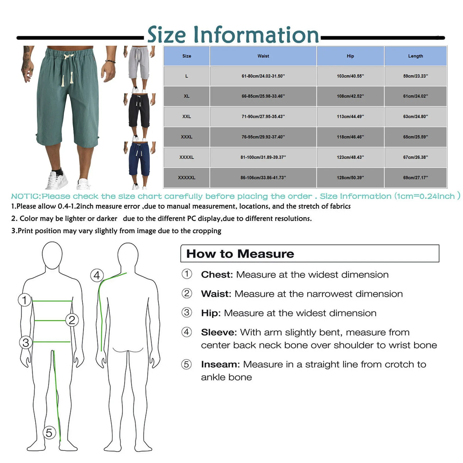 Cotton Linen MenS Loose Tie Casual Pants Elastic Waist Beach Cropped 250614