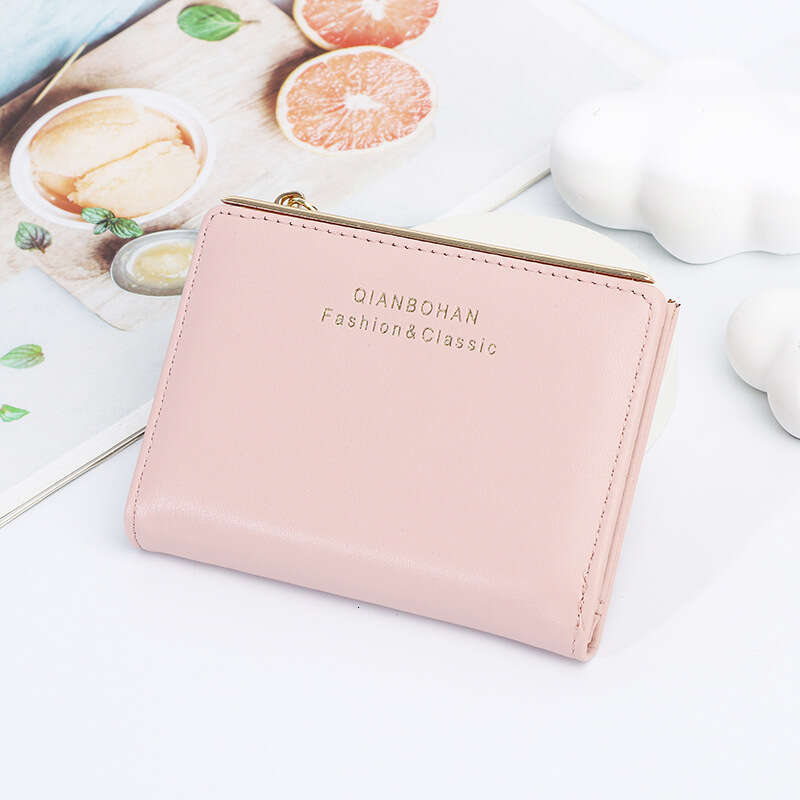 New Women's Short High-end Sense Solid Color Simple Zipper Coin Purse Wallet Money Clip Small Card Holder