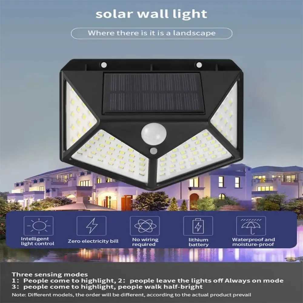 Solar Lights Outdoor 100 LED Motion Sensor Wall Lamp Outside Waterproof Solar Flood Lights For Yard Garden Garage Fence Patio XJ250624