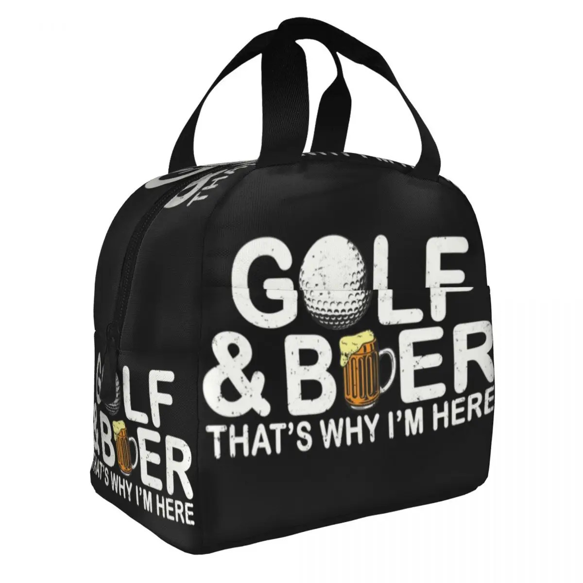 Golf And Beer Insulated Lunch Bag for Women Resuable Sports Golfing Golfer Thermal Cooler Bento Box Office Work School 250624