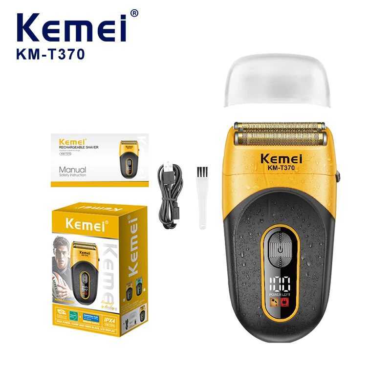 Kemei KM-T370 Shaving Machine Men Beard Trimmer Professional Waterproof Electric Foil Shaver Barber 3 Blades USB Charging Razor W250625