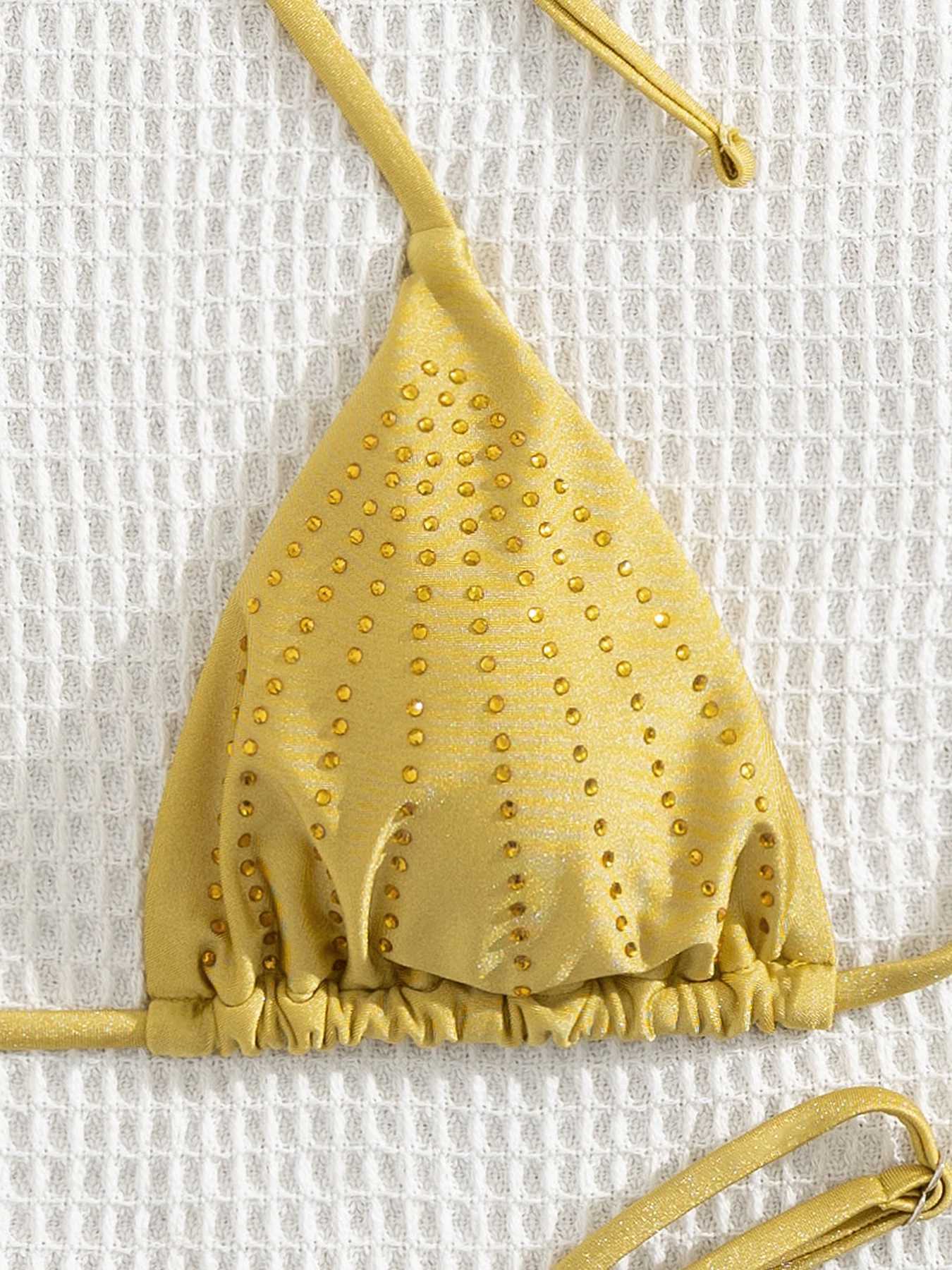 2025 Trend Full Diamond Bikini With Long Skirt Women Swimsuit Fashion Sexy Lady One Shoulder Dress Set Female Beachwear OutfitsXJ250624