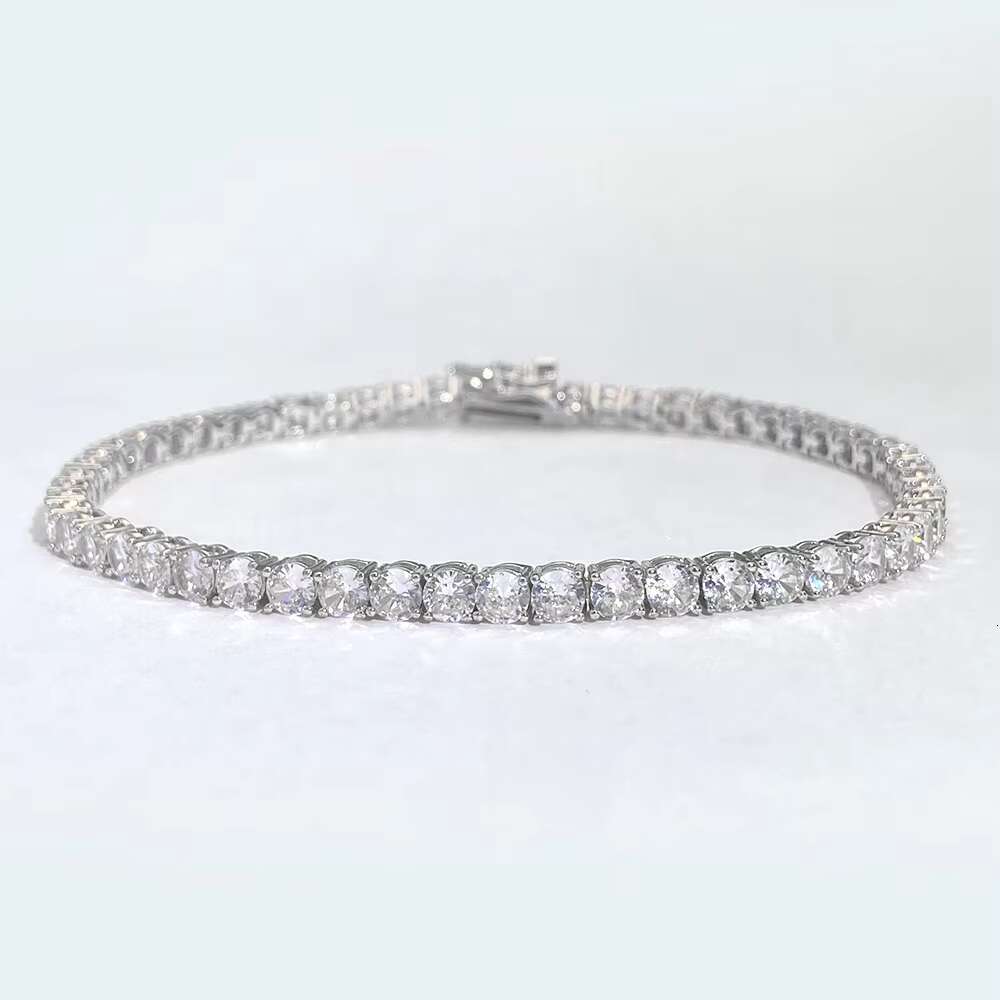 Fine Jewelry Moissanite Bracelet 925 Silver Hip Hop 5mm Iced Out Women Jewelry Tennis Chain Bracelet