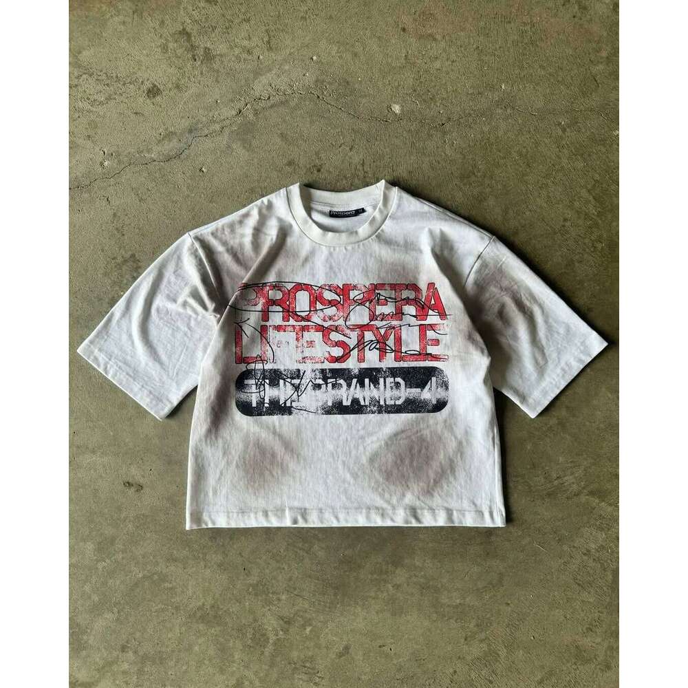 Streetwear T Shirts Y2K Clothes Mens Womens Haruku Vintage Letter Print Oversized Tshirts Cotton Short Sleeve Tops