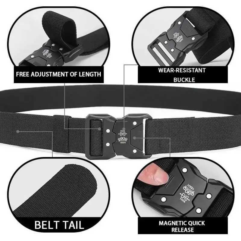 Mens fashionable waist belt metal buckle durable PP material black suitable for outdoor and casual wear perfect for hiking. W250625