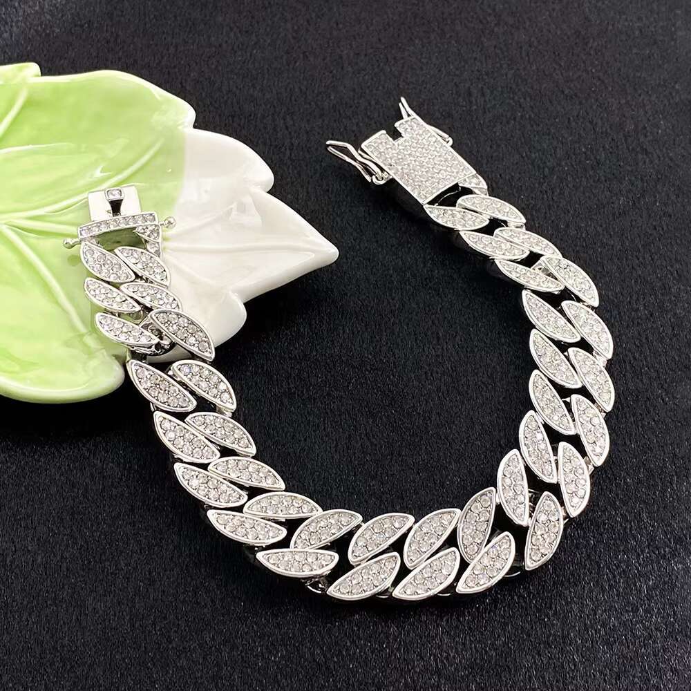 High Quality Men Cuban Chain Necklace Iced Out of Miami Crystal Hip Hop Rap Jewelry Necklace Bracelet