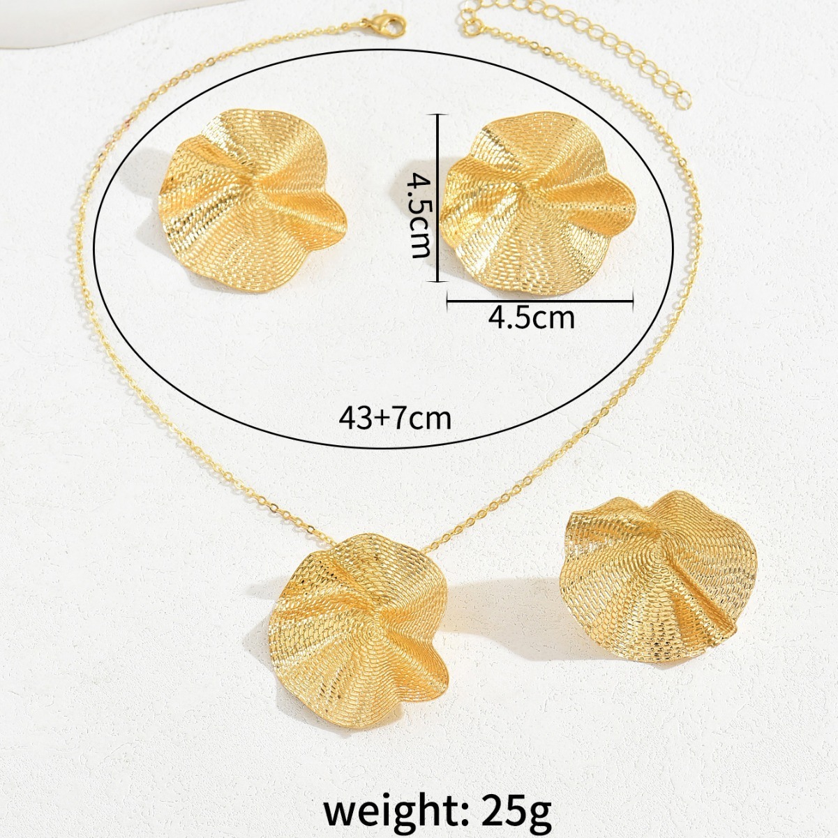 Design Pastoral Style Pleated Lotus Leaf Necklace And Ring Set Unique Earrings Jewelry