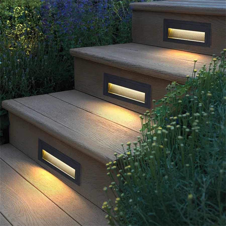 Thrisdar Waterproof LED Wall Light LED Step Stair Lights Outdoor LED Footlight Recessed Corner Lamp Exterior Garden Night LightXJ250624