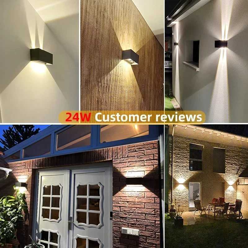Aluminum LED Wall Lamp Outdoor Waterproof IP65 Interior Wall Light 12W24W Porch Garden Lights Living Room Street Stairs Lighting XJ250624