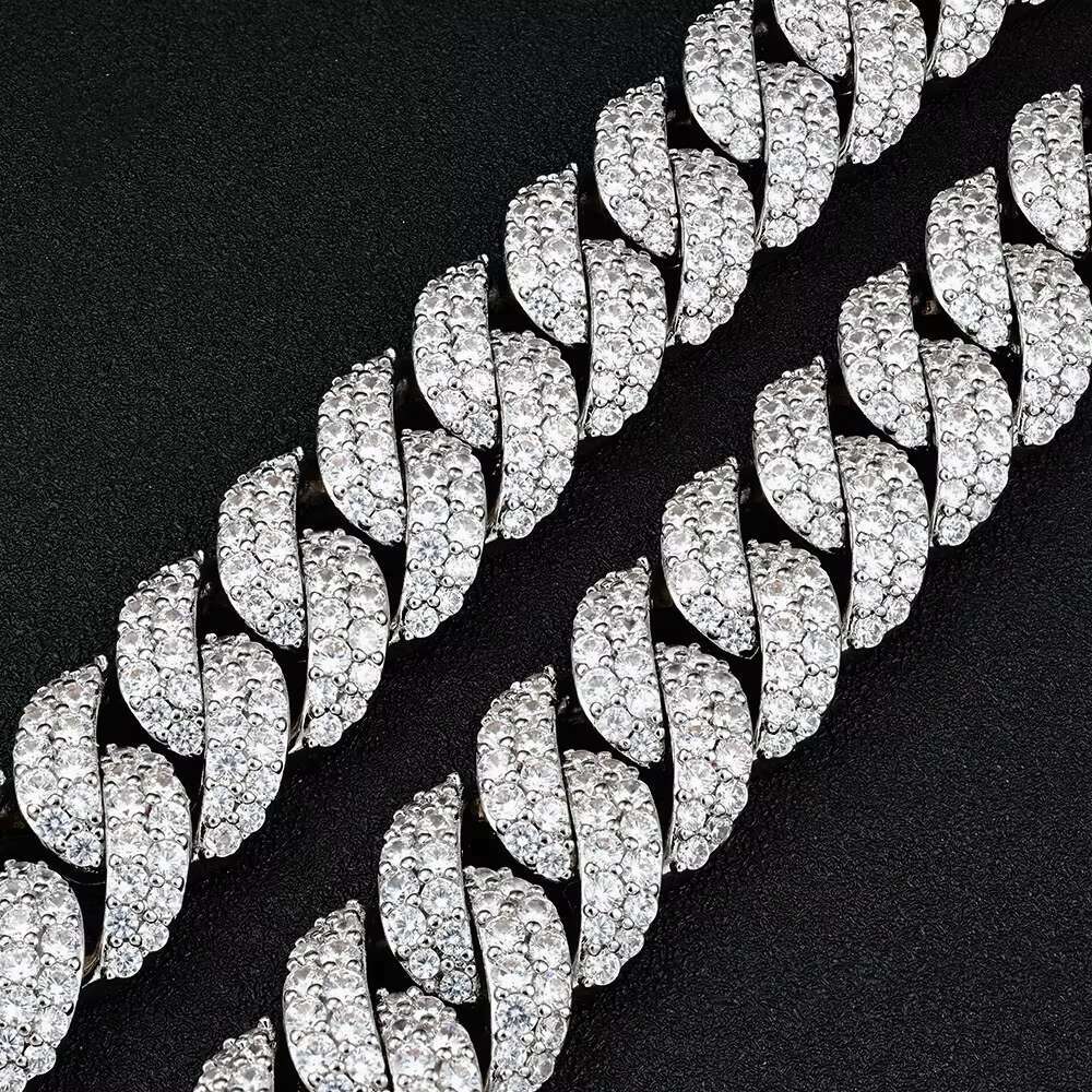 Pass Diamond Tester Moissanite Hip Hop Cuban Chains Jewelry 16mm 925 Sterling Silver VVS Moissanite Miami Cuban Link Chain