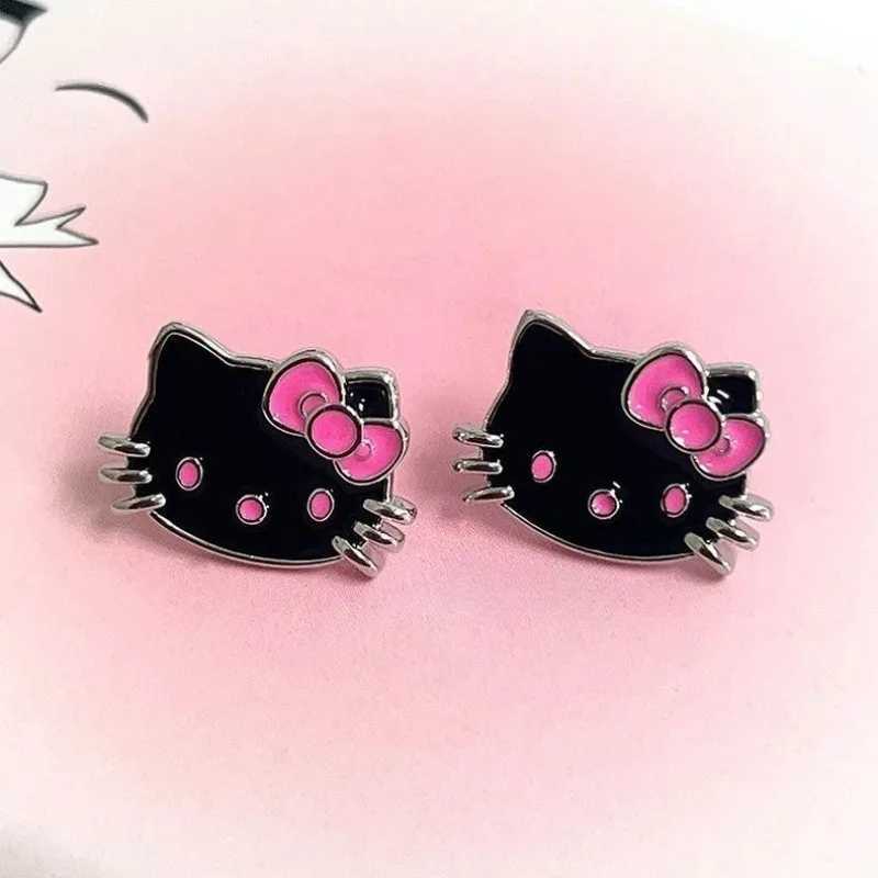 Sanrio New Sanrio Hello Kitty Earrings Kawaii Cartoon Anime Printed Accessories Earrings Pair Two Mens and Womens Decorative Gifts w250716