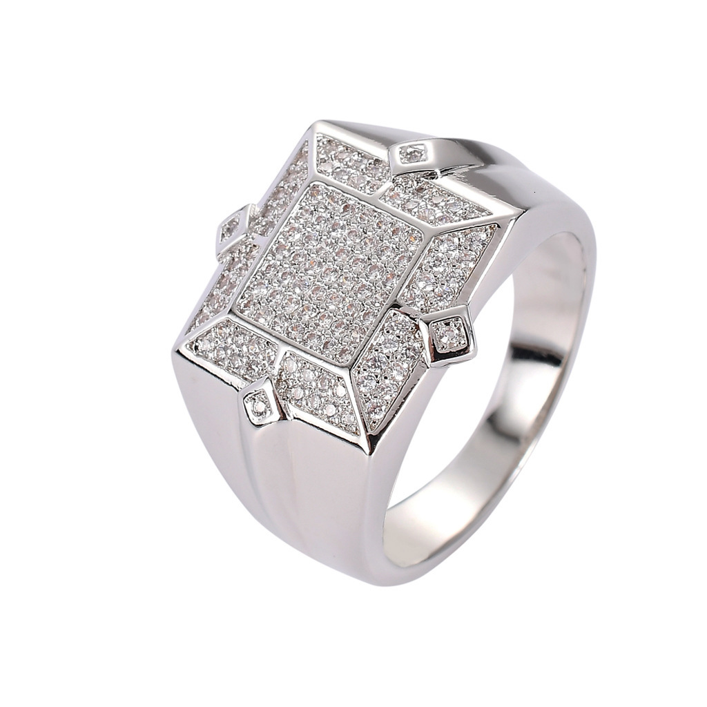 Luxury Moissanite Jewelry Hip Hop Couple Ring Diamond Studded Individual Creative High Quality Ring Passes the diamond tester